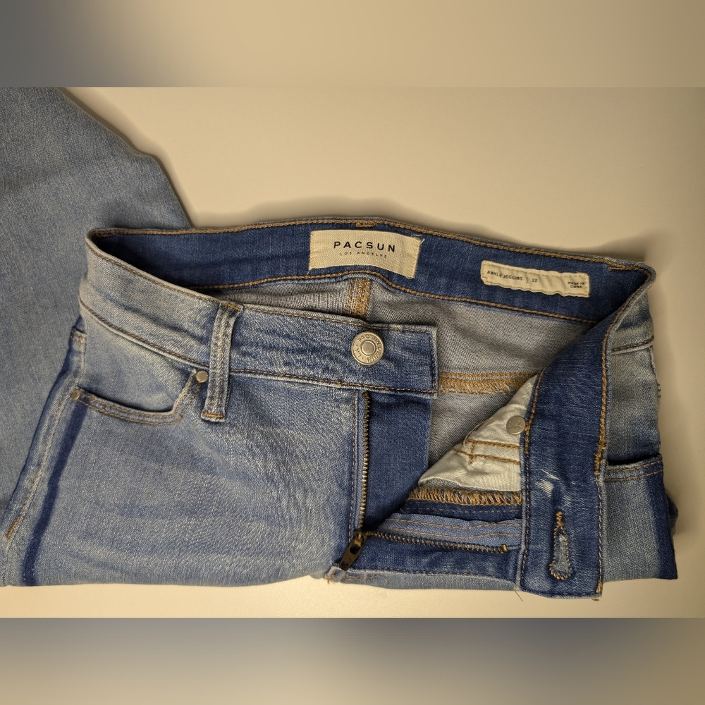 Pac Sun Womens Ankle Jegging Size 23 - 2 Blue Stripes down the side - Picture 5 of 11